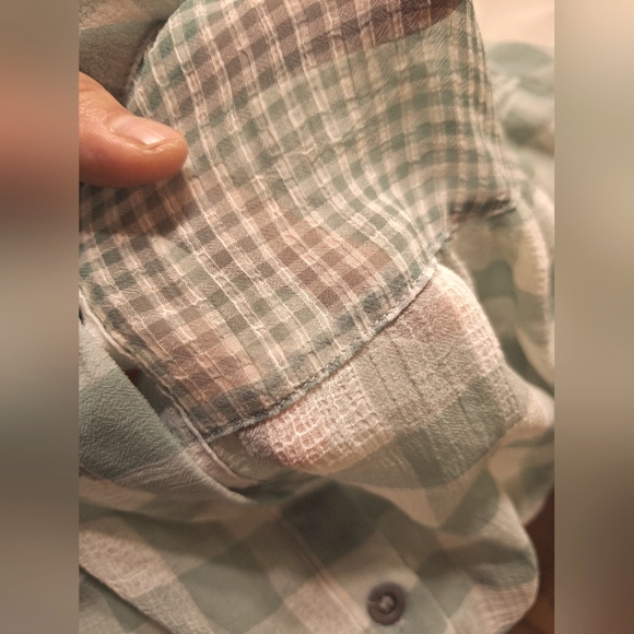 Cecico sheer oversized checkered shirt, size small, gray/white - Picture 4 of 4